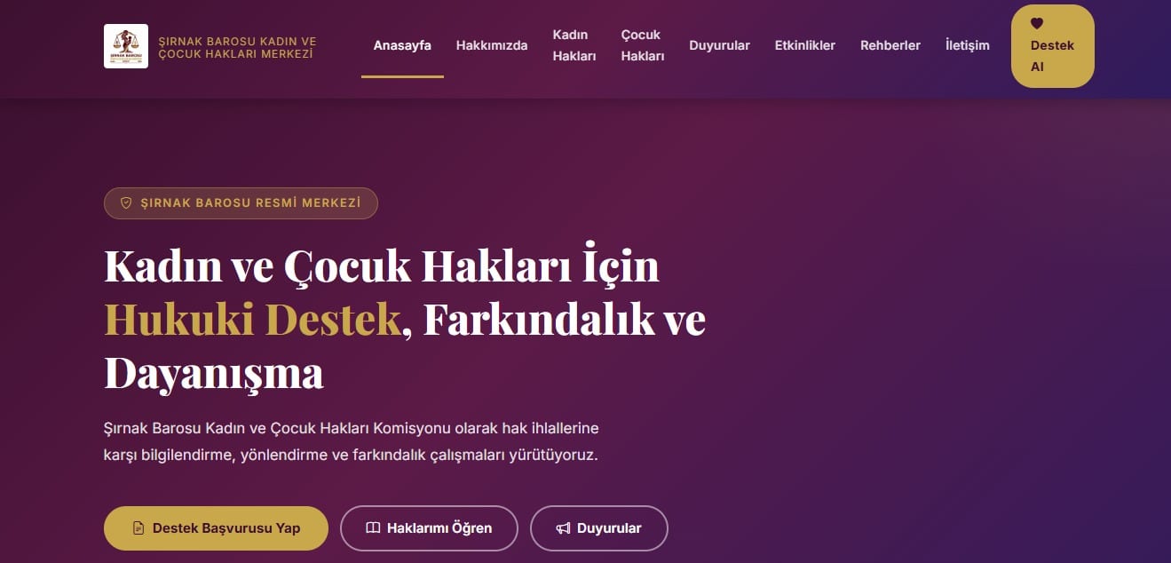Şırnak Barosu — Kadın ve Çocuk Hakları Merkezi — proje görseli